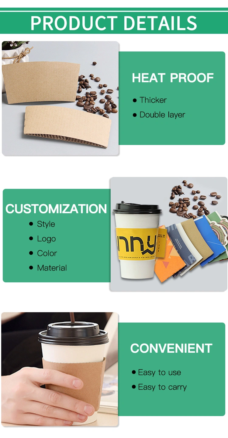 Biodegradable Disposable Cup Sleeve Custom Printed Takeaway Coffee Cup Holder Sleeve