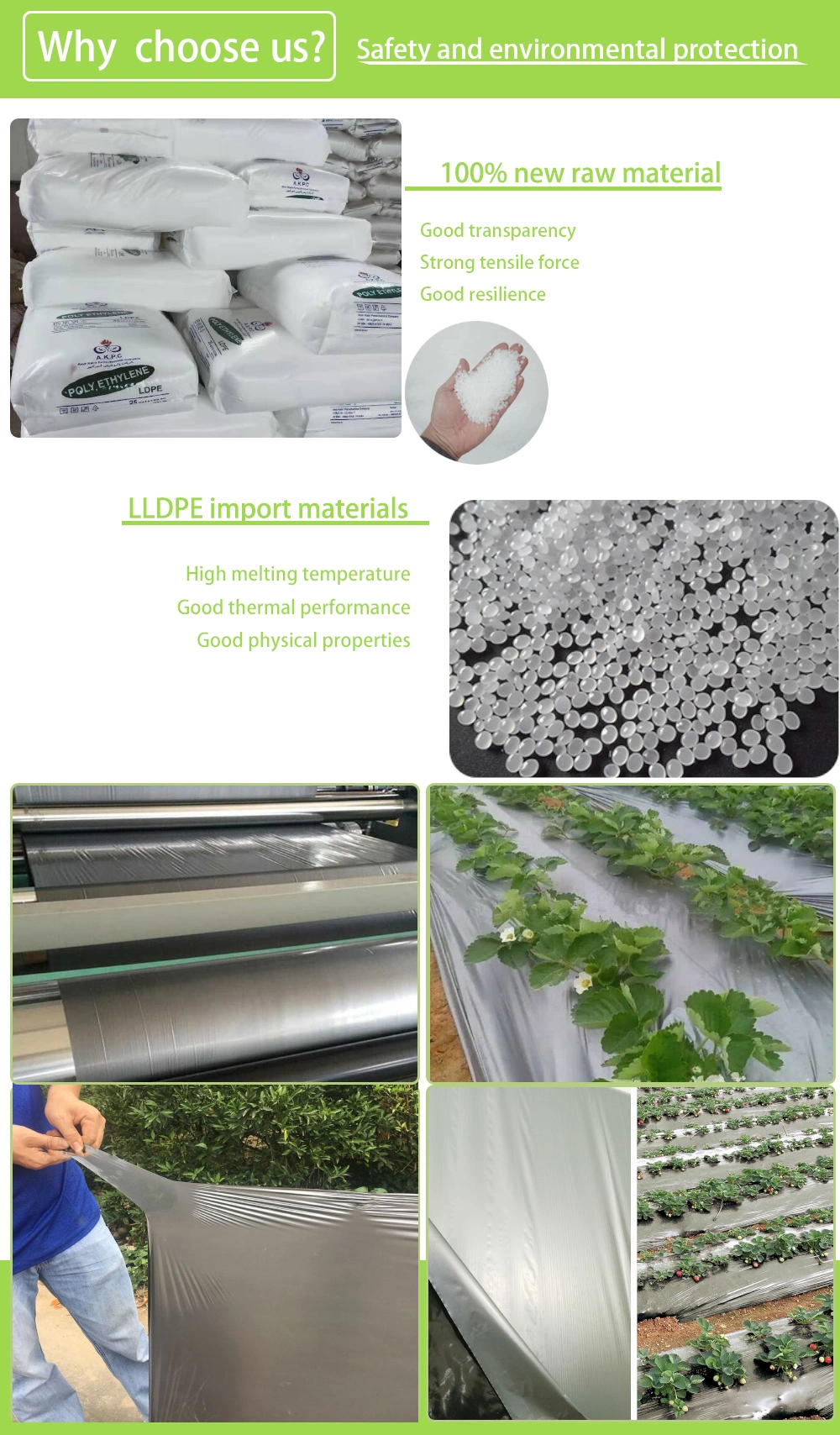 High Quality Black Plastic Biodegradable Agricultural LDPE Film Plastic Mulch Film