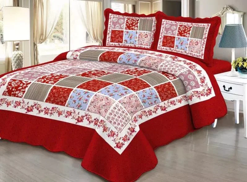 3-Piece Lightweight Printed Machine Washable Bedspread Coverlet Quilt Set