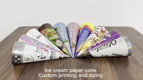 Manga de cono de papel de helado desechable