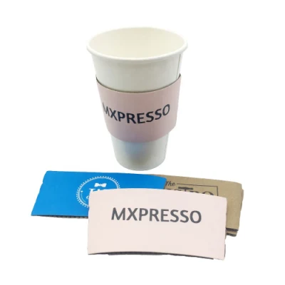 Venta al por mayor logotipo personalizado impreso desechable 12 oz 16 oz 20 oz café caliente tazas de papel aisladas mangas de embalaje